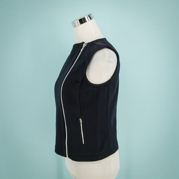 Les Chemins Blancs 38 Size 8 US Asymetrical Zip Sleeveless Wool Cashmere Vest - Picture 2 of 6